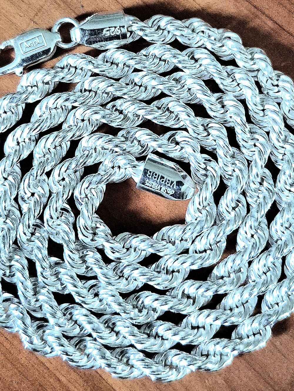 NEW 24 Inch Sterling Silver 5mm Rope Chain Necklace 44.4 Grams - Men's Jewelry